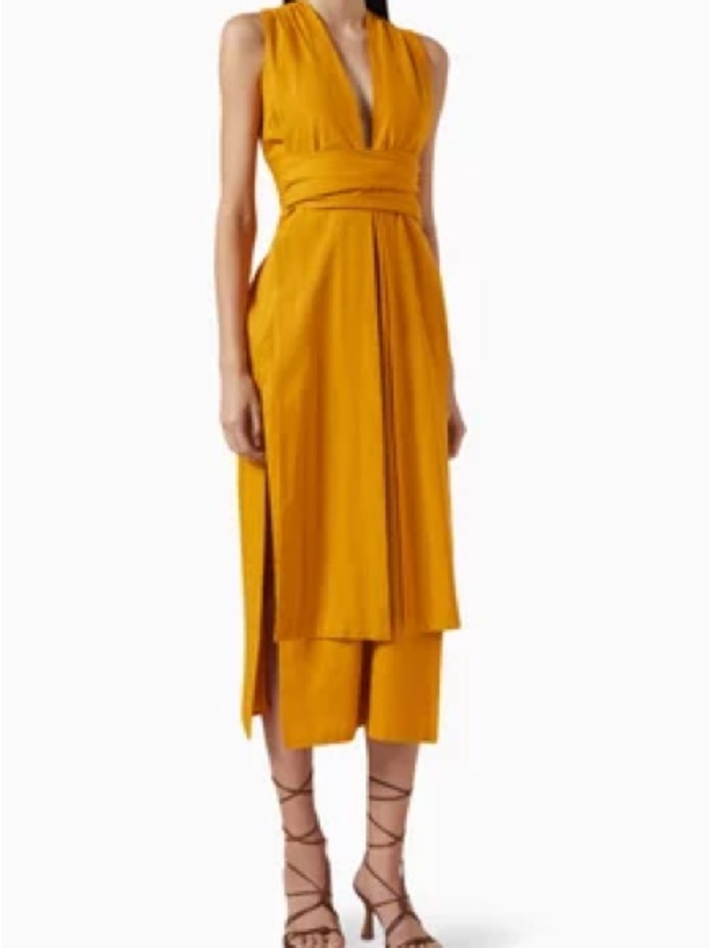 NWT - Andrea Iyamah - Sleeveless Mustard Midi Dress -size 6